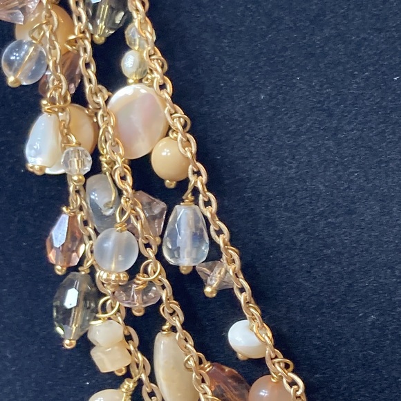 Talbots Multi Tier Beaded Gold Tone Necklace - Picture 3 of 14